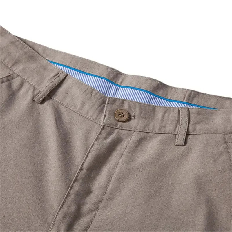 AIOPESON Men's Solid Colour Linen Long Pants - ShopHub