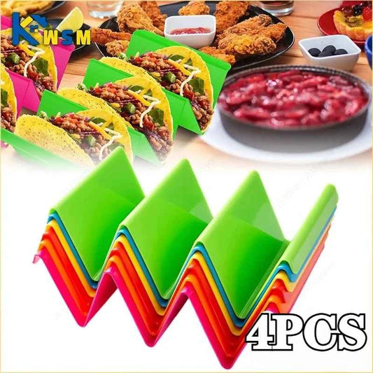 4PCS Taco Holder Mexican Pancake Rack  Multicoloured Wavy Taco Holder Tortilla Tray Food Tray Rack Kitchen Baking Tools