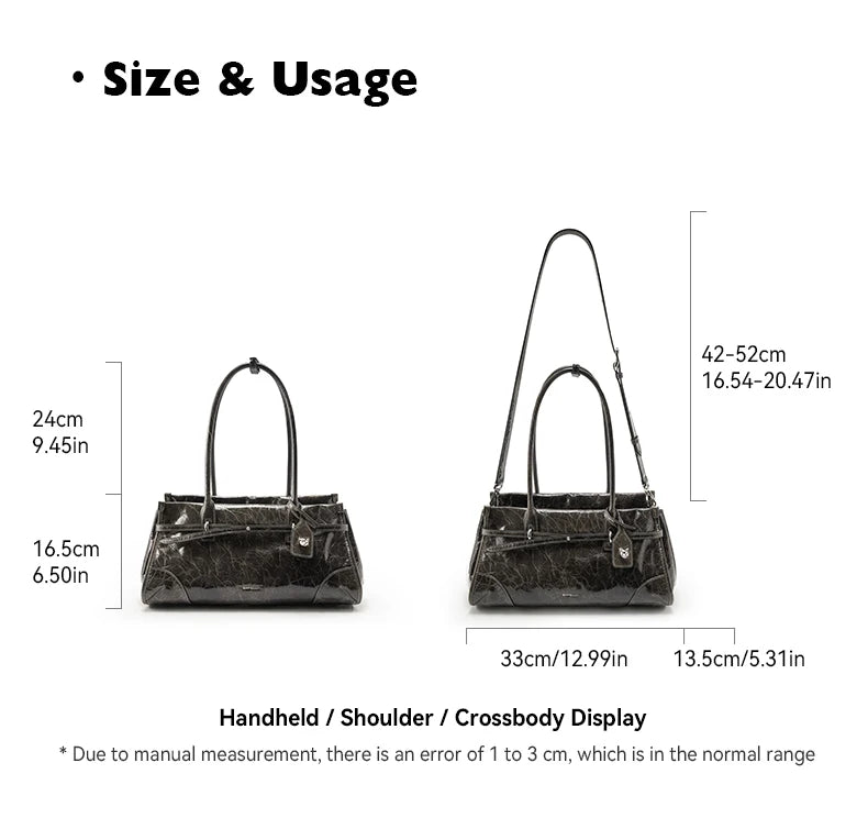 BAFELLI Vintage Soft Leather Baguette Shoulder Bag