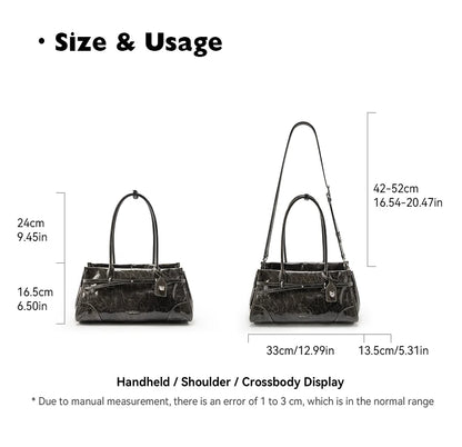 BAFELLI Vintage Soft Leather Baguette Shoulder Bag