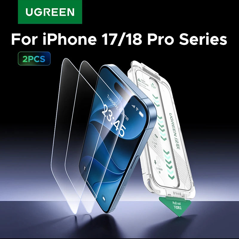 UGREEN 2PCS Dust-free Screen Protector For iPhone 18 17 Pro Max Tempered Glass For iPhone 18 Pro 17Pro Phone Film