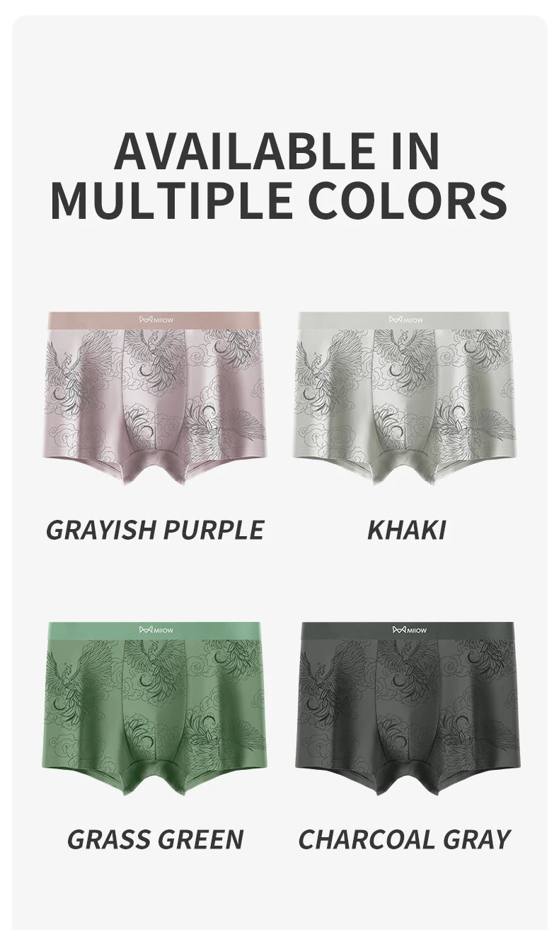 MiiOW Modal Men Underwear - 3Pcs Silky Skin-friendly Breathable Antibacterial Boxers