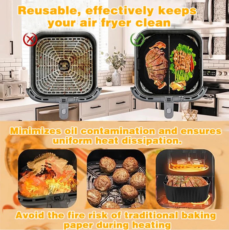 Premium 23cm Silicone Air Fryer Basket Liner for Ninja 180,Cosori 5.5L/6L/6.1L, Phi Series 2000 6.2L Na230