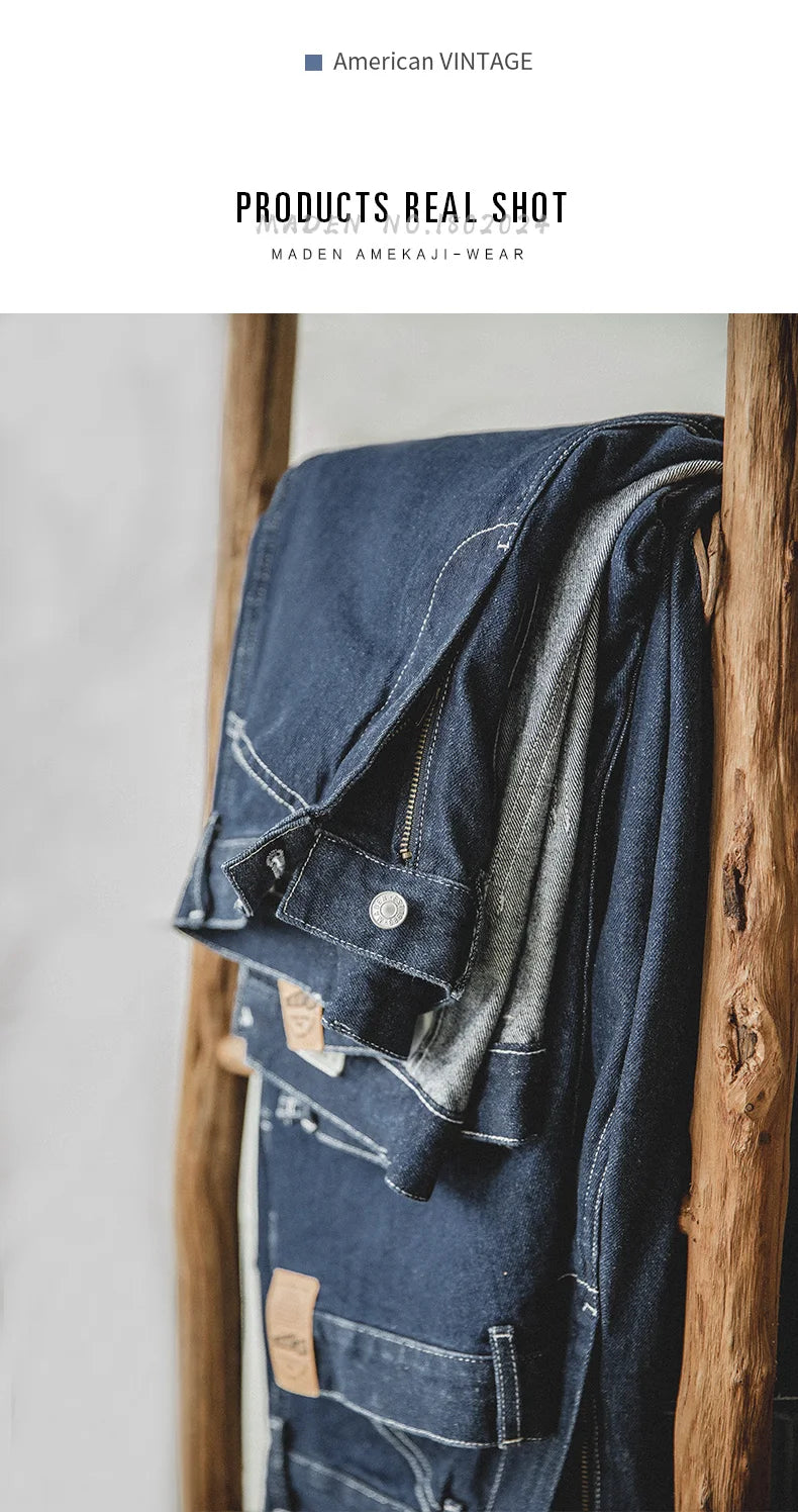 Maden Work Attire Retro Wide-leg Denim Jeans