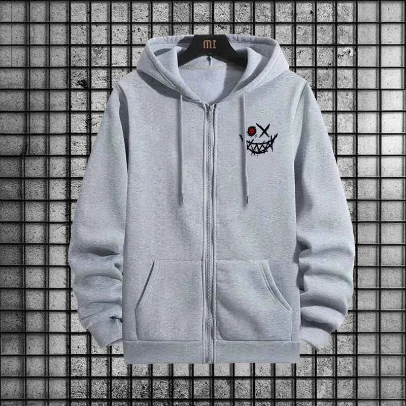 Men's Tracksuit Set Zipper Hoodie and Black Sweatpants Urban Fashion Jogger Outfit