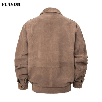FLAVOR Men's Leather Bomber Jacket – Camel Classic