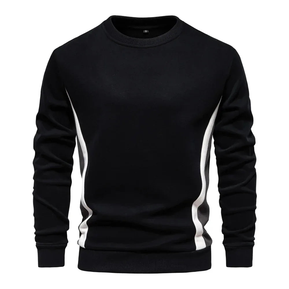 AIOPESON Patchwork Cotton-Blend Crew Neck Sweatshirts - ShopHub