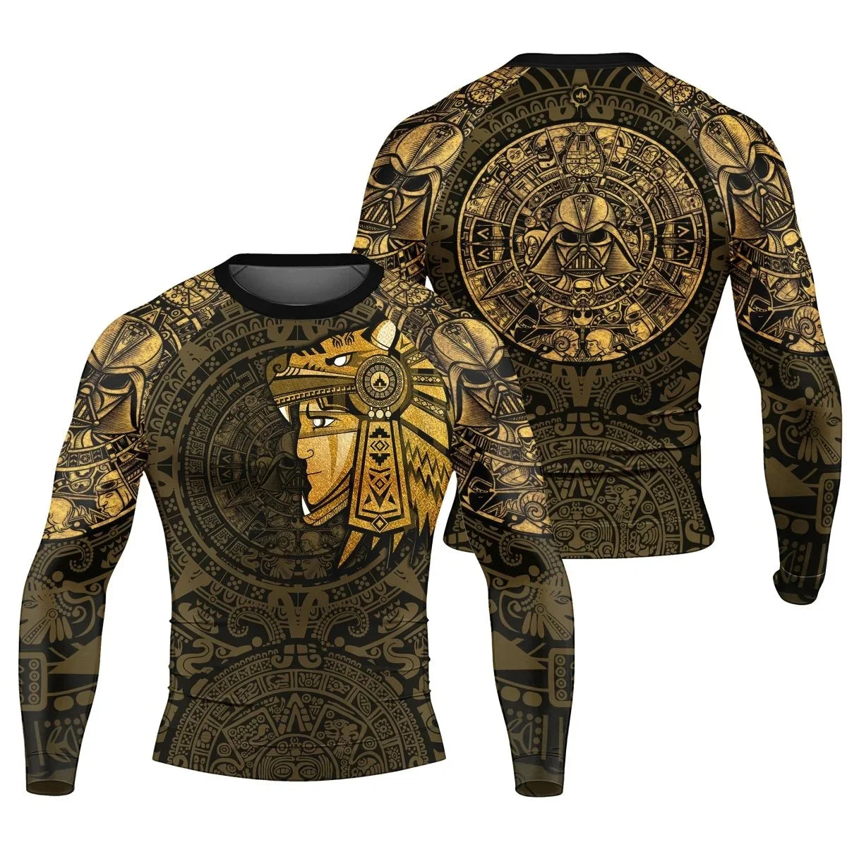 Aztec Heritage Rash Guard for Men - Long-Sleeved UPF 50+ Quick-Drying Compression Shirt for Fitness and Workouts
