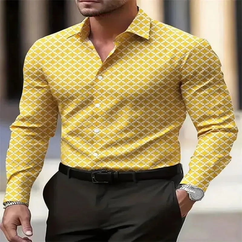 Men's Casual Long-Sleeved Plaid Shirts - ShopHub