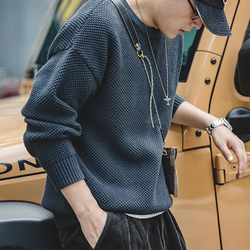 MADEN Pineapple-Pattern Cotton-Blend Sweater