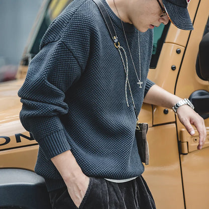 MADEN Pineapple-Pattern Cotton-Blend Sweater