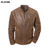 FLAVOR Men's Brown Leather Moto-Style Jacket