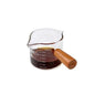 Glass Measuring Cup with Wood Handle - Double Spout Espresso Milk Coffee Mug for Baking and Kitchen Use