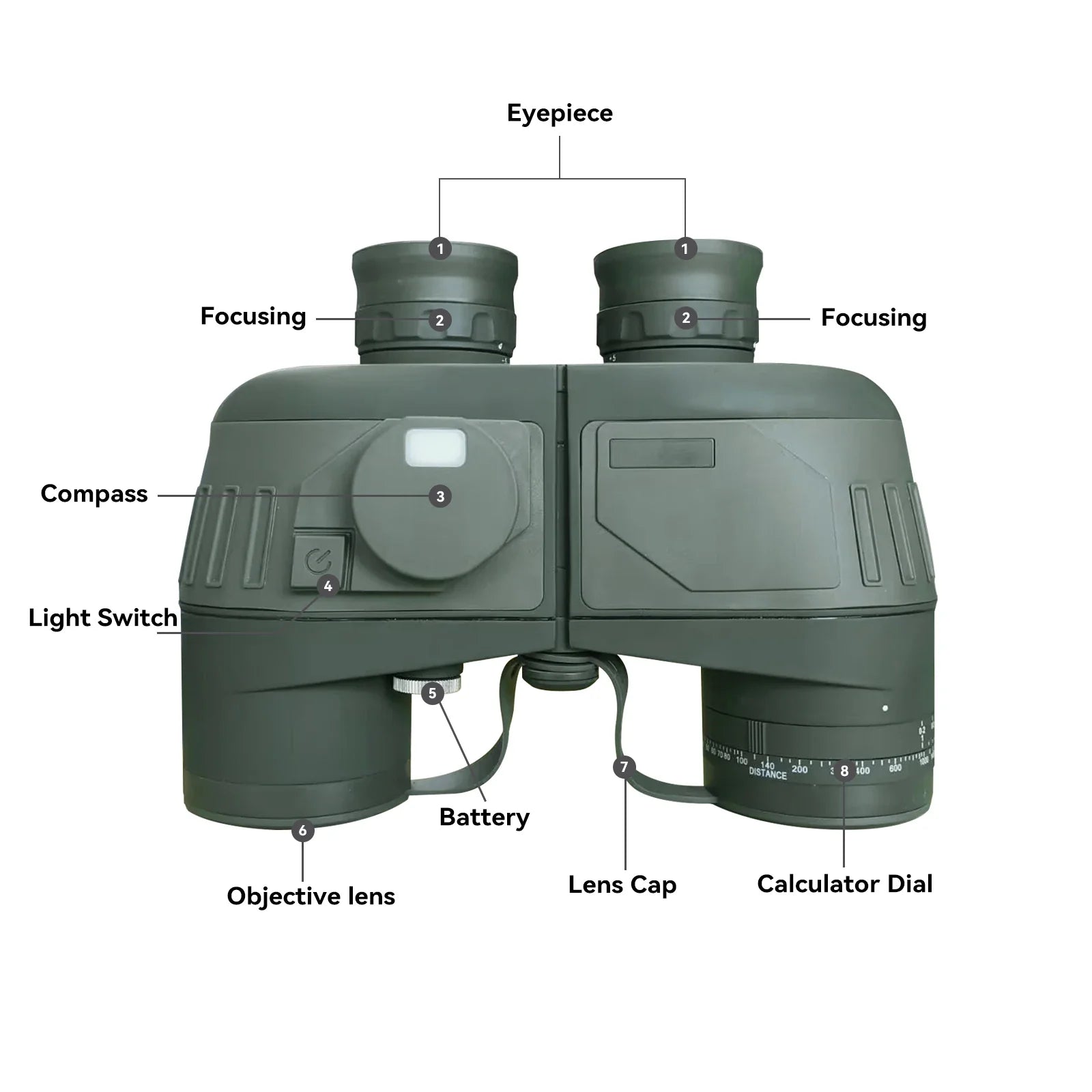 Professional Binoculars – Waterproof with Rangefinder & Compass (10x50) Habicare