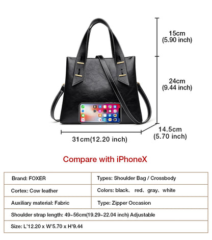 High Quality Women Split Leather Handbag Fashion Workplace Big Capacity Tote Bag Commuter Crossbody Shoulder Bags Mother's Gift
