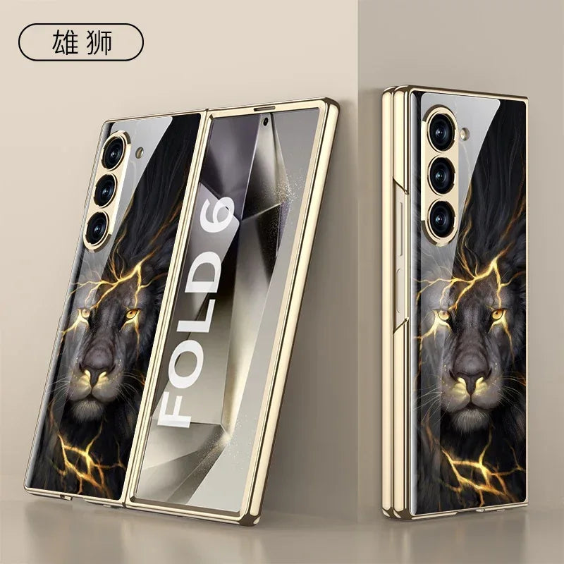 GKK Painted Tempered Glass Case for Samsung Galaxy Z Fold 6 & Galaxy Z Fold 5 Case - ShopHub