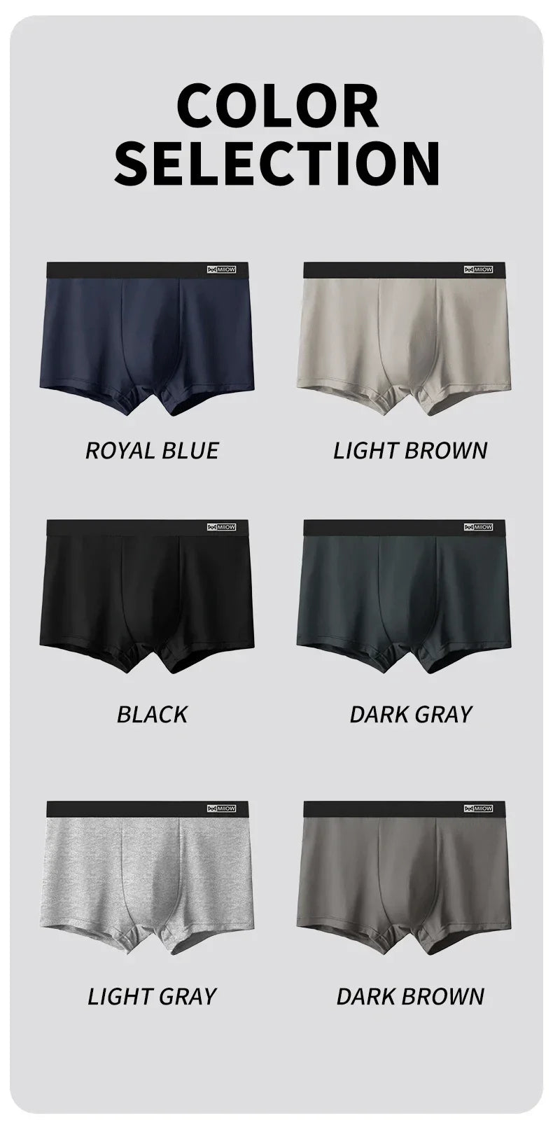 MiiOW Cotton Men's Boxer Shorts - 4Pcs Breathable Antibacterial Underwear for Men
