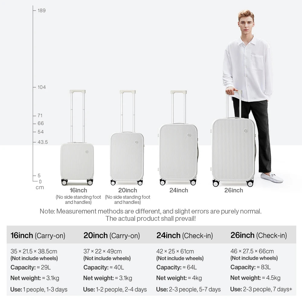 Mixi Striped Travel Luggage 16", 20", 24", and 26"