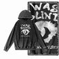 G09 Creative Graphic Acid-Washed Black Hoodie