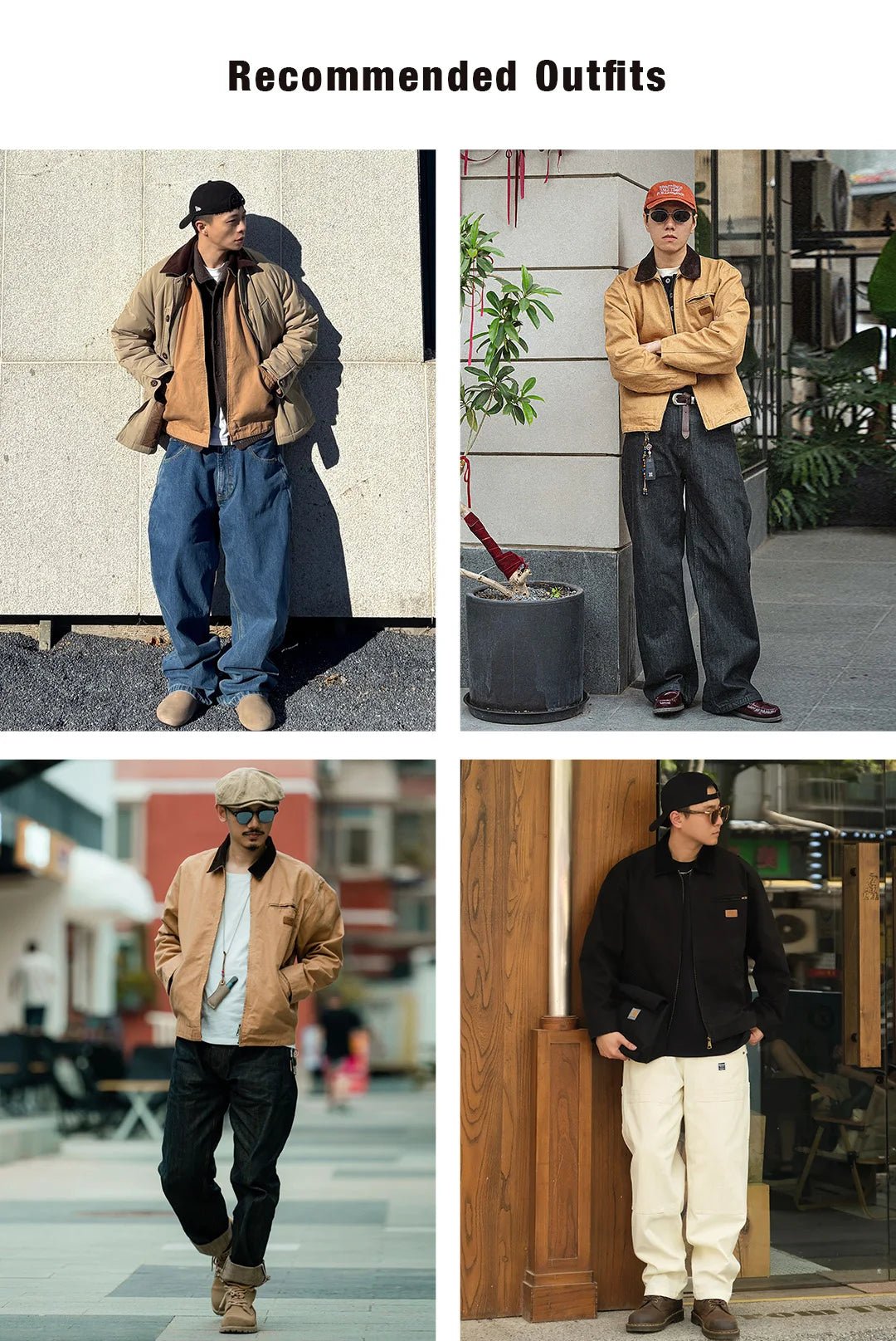 Maden Men's Retro J001 Detroit Jacket Heavyweight Canvas Hunting Coat Lapel Collar Work Jackets with Zipper for Spring Fall