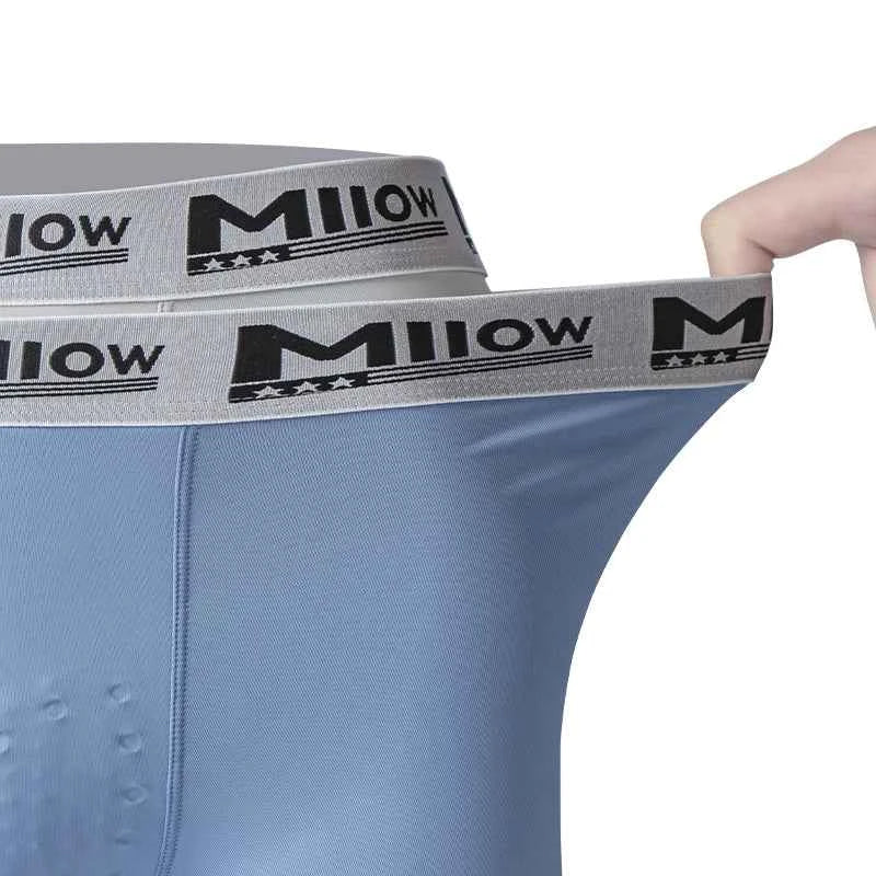 MiiOW 4Pcs Ice Silk Men Underwear 10A Antibacterial Massage Beads Crotch Men's Panties Silky Breathable Man Underpants Boxers