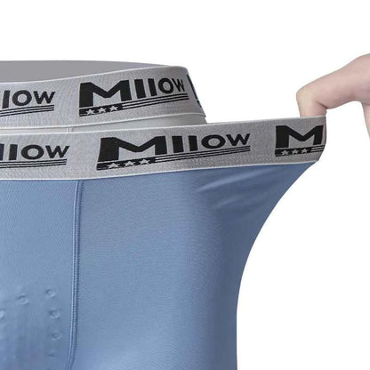 MiiOW 4Pcs Ice Silk Men Underwear 10A Antibacterial Massage Beads Crotch Men's Panties Silky Breathable Man Underpants Boxers
