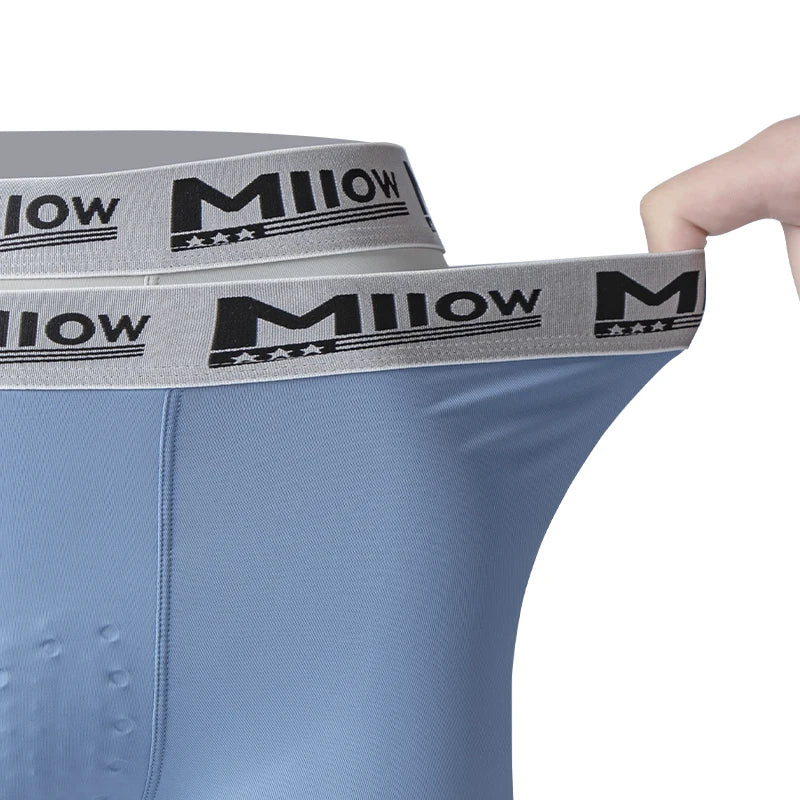 MiiOW 3Pcs Men's Breathable Underwear Ice Silk 10A Antibacterial Boxershorts with 101 Massage Beads
