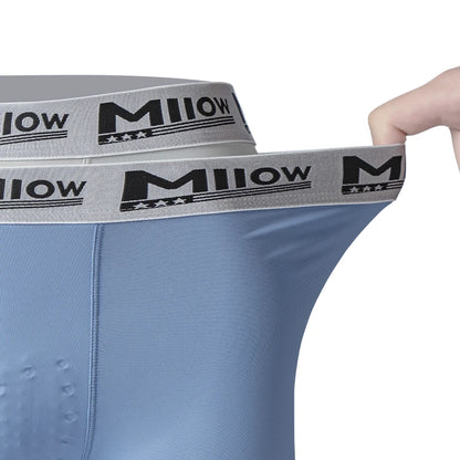 MiiOW 3Pcs Men's Breathable Underwear Ice Silk 10A Antibacterial Boxershorts with 101 Massage Beads