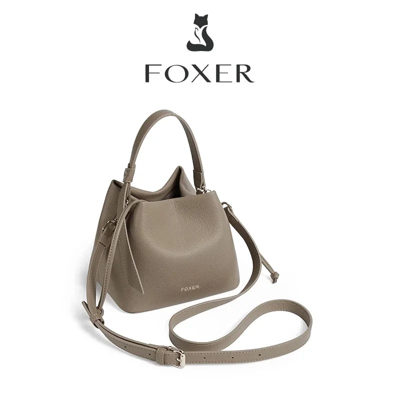 FOXER Brand Women's Top-handle Bucket Bag  2026 New Trendy Hot Selling Fashion Versatile Female Shoulder Crossbody Bag Purse