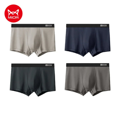 MiiOW Cotton Men's Boxer Shorts - 4Pcs Breathable Antibacterial Underwear for Men