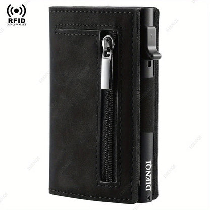 Magnetic Credit Card Holder Luxury Men Wallet Rfid Blocking Pop Up Minimalist Wallet Leather Bank Cardholder Case Vallet for Men