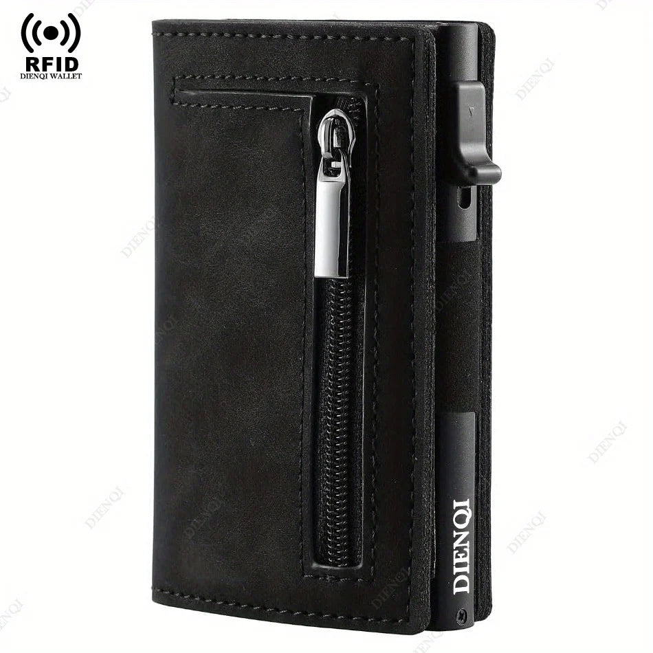 Anti-theft Credit Card Holder Men Wallets Rfid Blocking Aluminum Leather Pop Up Minimalist Wallet Cardholder Wallets for Men