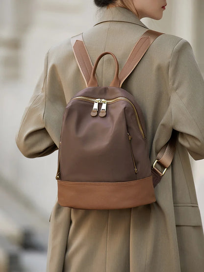 New Oxford &Leather Female Aesthetic Backpack School Bags Luxury Designer for Girls Women Backpacks Travel Light Weight - SC1708