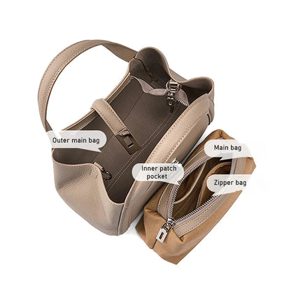 FOXER Brand Genuine Leather Women's Handbag 2026 Fashion Female Bucket Bag Luxury Design Shoulder Bag Versatile Crossbody Purse