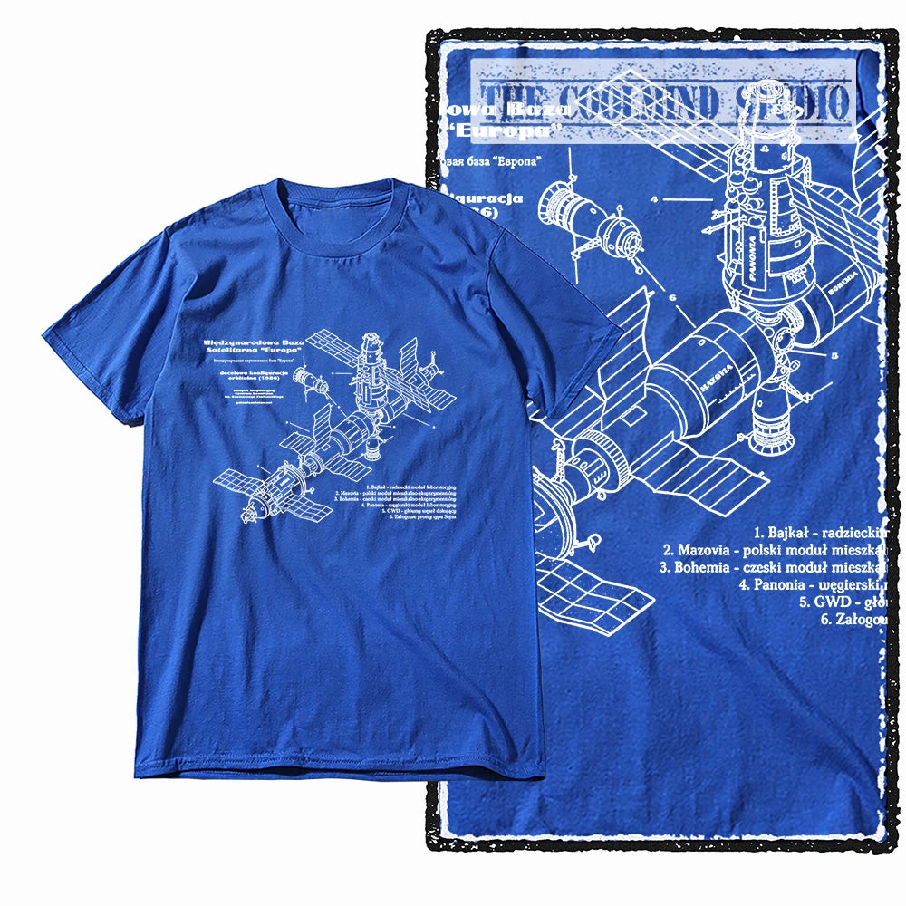 COOLMIND Z1149 Space Station Graphic Cotton Tee