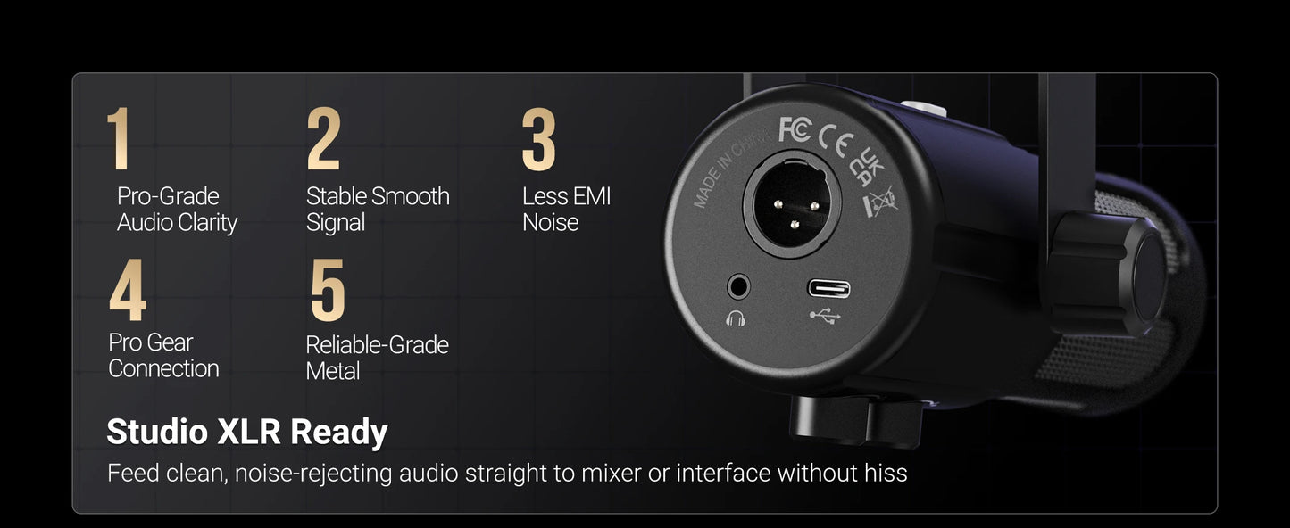 Elevate Your Sound Quality with the USB XLR Dynamic Podcast Microphone