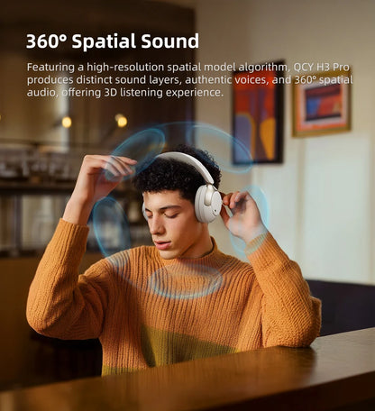 QCY H3 PRO Wireless Headphones with Adaptive ANC, 50dB Noise Cancellation, Hi-Res LDAC Audio, and Bluetooth 5.4 Dual Connection - ShopHub