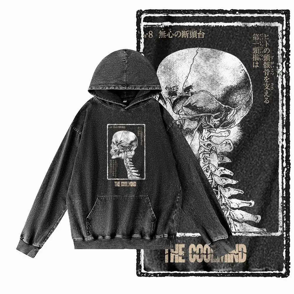 COOLMIND G14 Acid-Washed Black Printed Hoodie