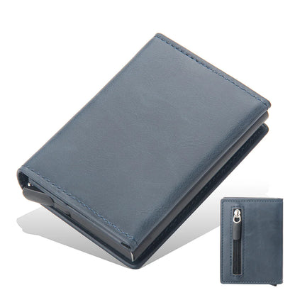 Magnetic RFID Blocking Credit Card Holder Men Wallets Anti Theft Aluminum Metal Pu Leather Small Pop Up Wallet Cardholder Case
