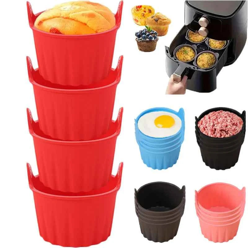 Air Fryer and Steamer-Specific Non-Stick Baking Molds - Easy Demolding for Cakes and Cupcakes - Reusable and Dishwasher Safe