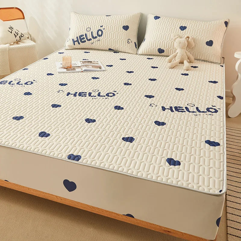 Cooling summer mattress pad and pillowcase set by ShopHub NZ, featuring breathable fabric for a comfortable sleep.