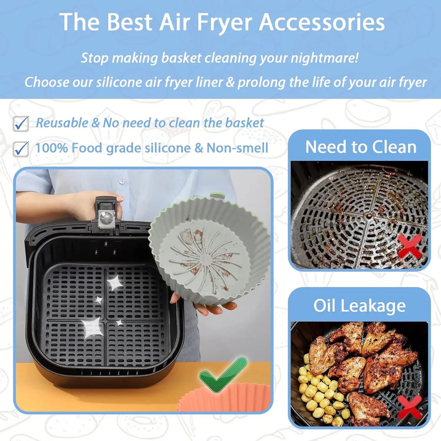 Air Fryer Silicone Liners Round 7/8/9 inch