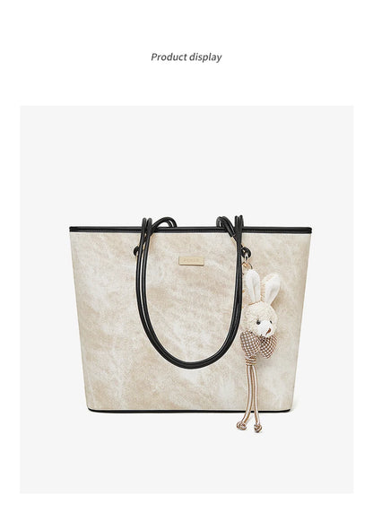 FOXER Designer Women's Tote Bag High Quality PVC Leather Female Handbag Trendy Casual Commuter Shoulder Bag with Pendant