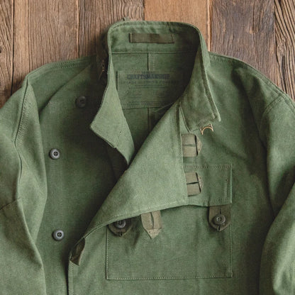 Maden Retro 16oz Canvas Swedish Motorcycle Green Jacket Pocket Bomber Jacket Casual Hunting Work Outwear for Men Spring and Fall
