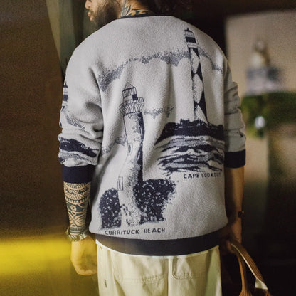 MADEN Grey Lighthouse Crew-Neck Sweater
