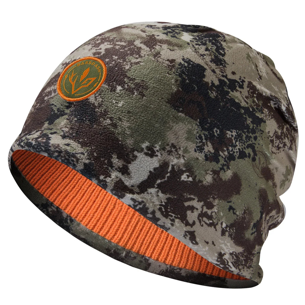 BASSDASH Reversible Windproof Fleece Beanie Orange Grunge