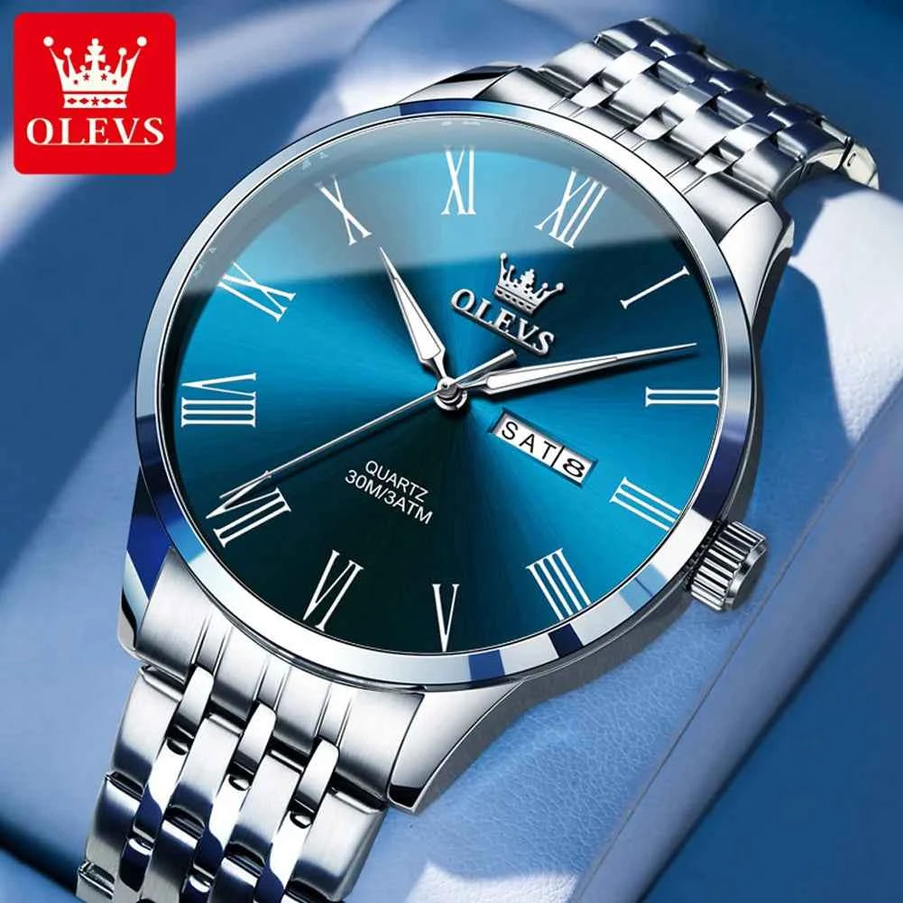 OLEVS 3633 Business Quartz Watch for Men - Waterproof Luminous Dual Calendar Display Gift