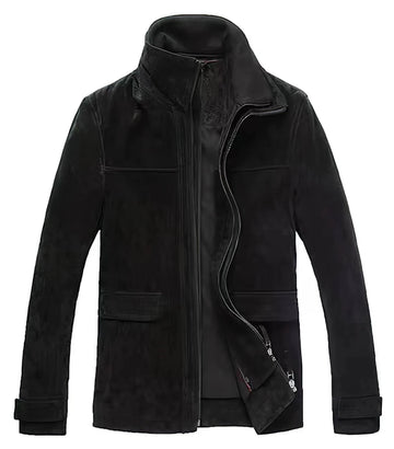 FLAVOR Men's Classic Suede Leather Winter Jacket
