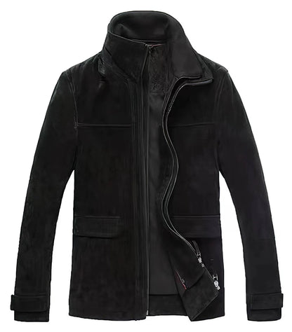 FLAVOR Men's Classic Suede Leather Winter Jacket
