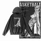 Courtside Basketball Graphic Acid-Washed Black Hoodie